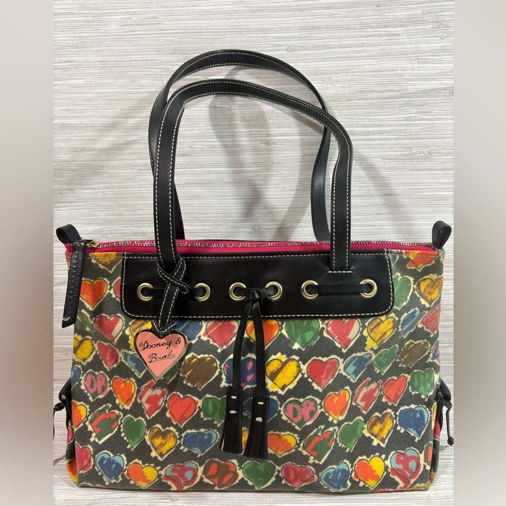 DOONEY & BOURKE ✨ Y2K designer colorful Heart Print Tote great condition